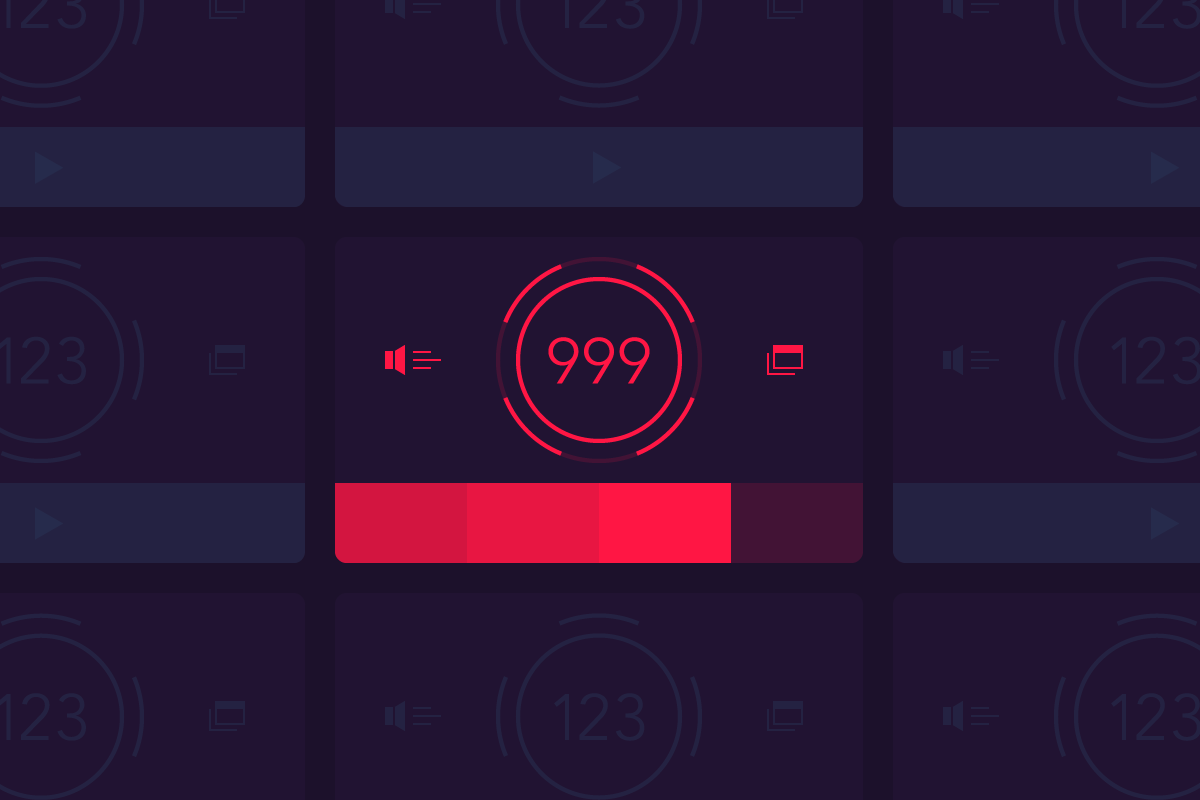 Dark interface with a central red circular display