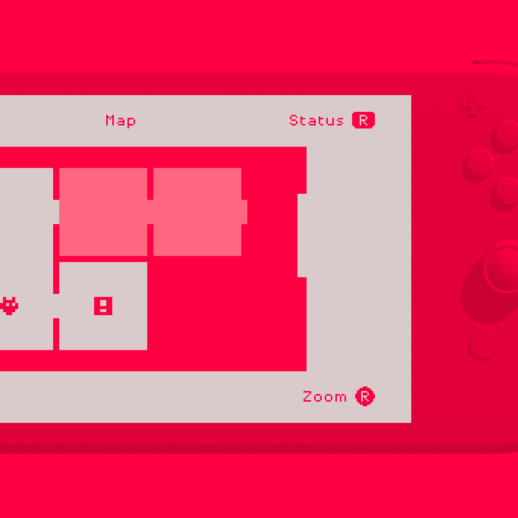 A game map displayed on a handheld console screen